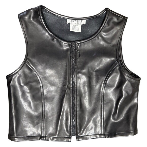 Amy Byer Jackets & Blazers - Vintage Amy Byer Women Faux Leather Vest Cropped Zip Gothic Black Medium (8/10)